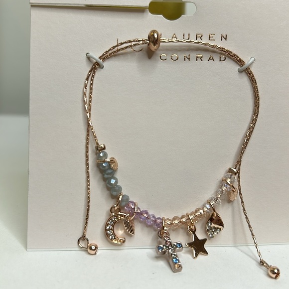 Lauren Conrad Charm Bracelet/Anklet In Rose Gold. Adjustable. New - Picture 2 of 8